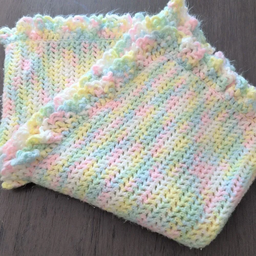 Oversized Chunky Chenille Toddler Blanket–Pastel Variegated Knit Throw